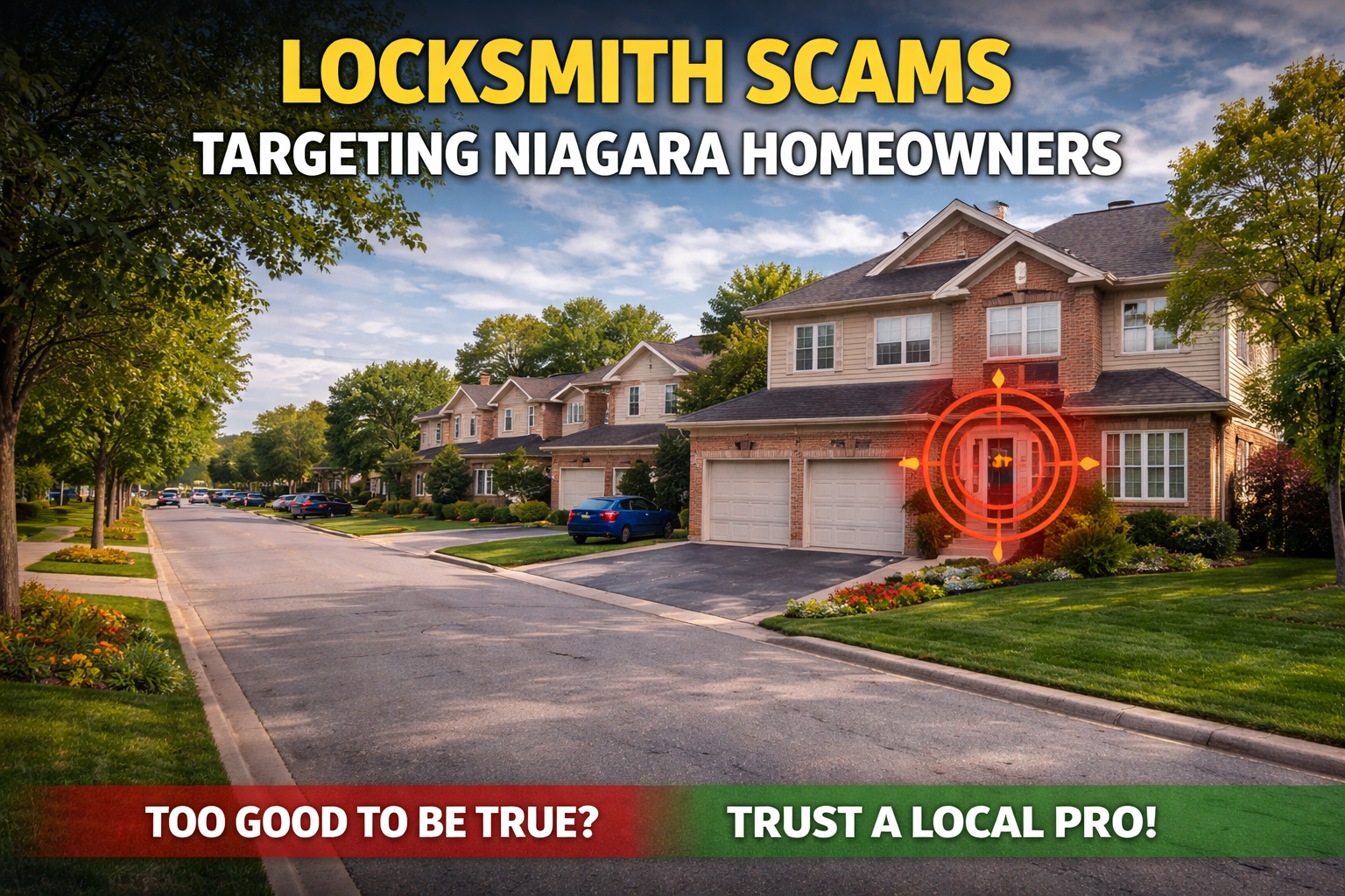 Niagara suburban home targeted by locksmith scam with front door highlighted