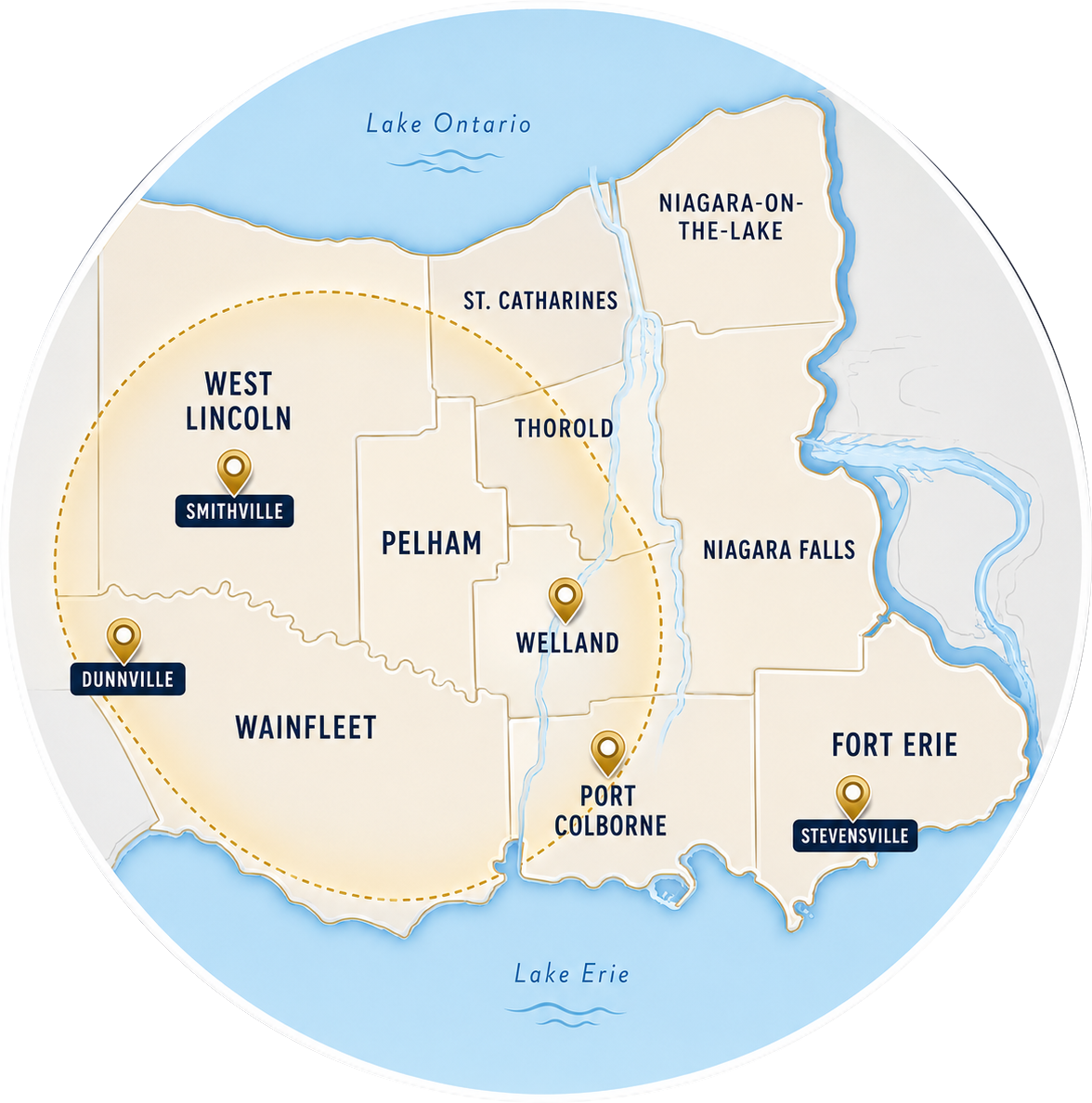mapped locksmith niagara region service area map