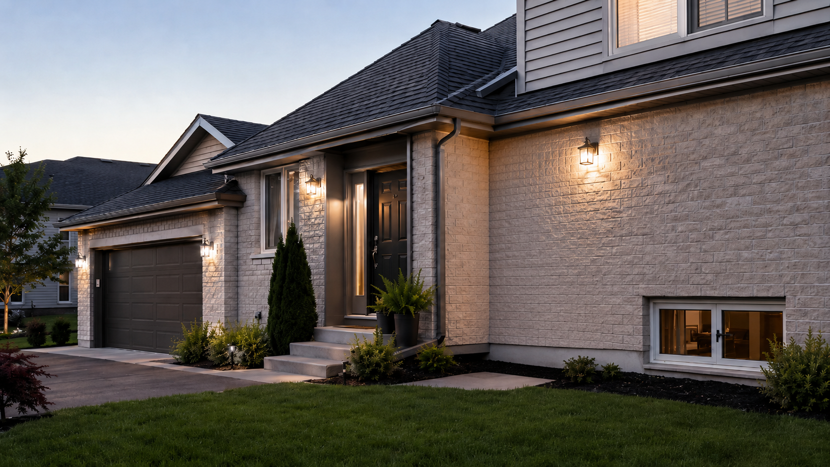 Common burglar entry points on a Niagara home, including doors, windows, and a garage entrance.